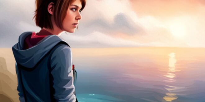 Max Caulfield standing on a cliff during a stormy moment in the adventure game Life is Strange.