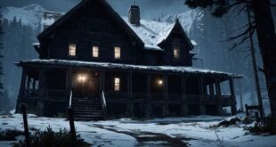 Blackwood Mountain Lodge from 'Until Dawn' in a snowy, eerie landscape