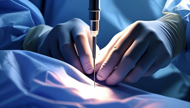 needle pointed anterolateral and posteromedial.